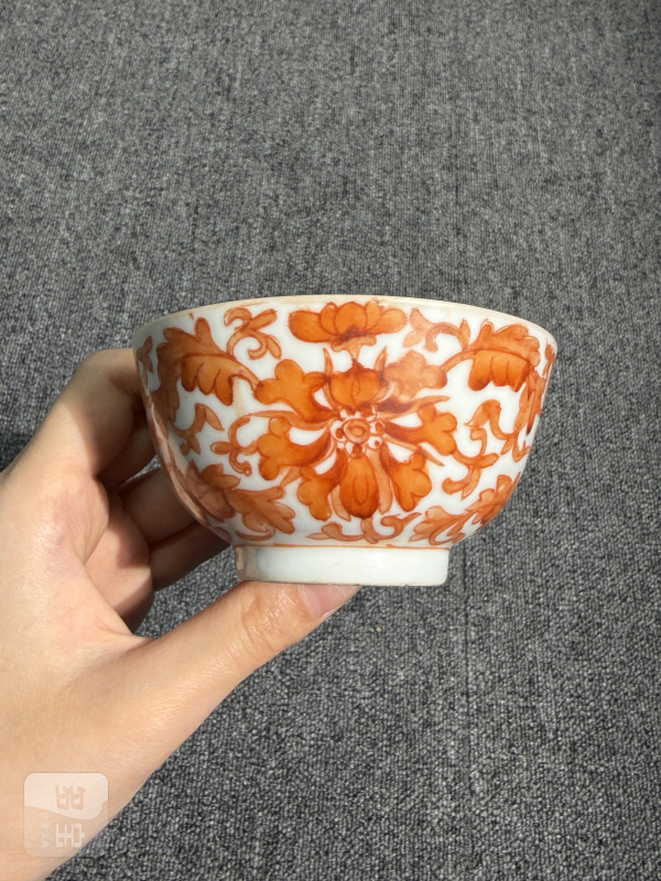 清同治矾红缠枝福寿纹茶园 - 图5